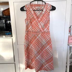 L.L. Bean Plaid Linen Blend Dress